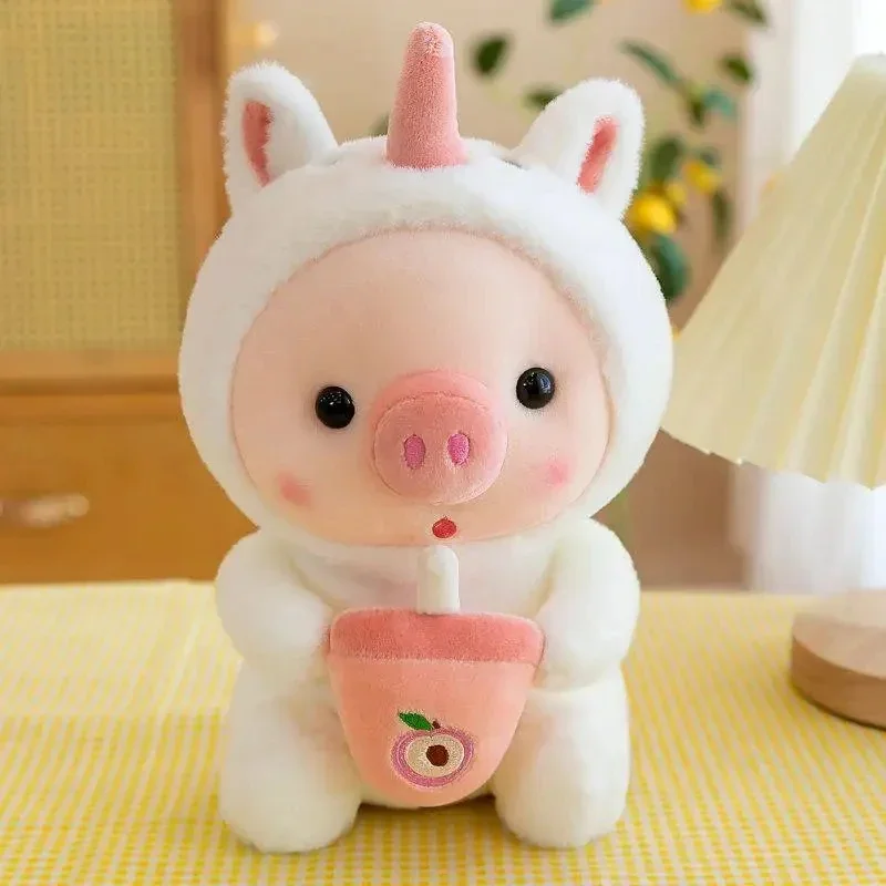 25cm Kawaii Bubble Tea Pig peluche morbido peluche simpatico coniglietto con tazza da tè peluche bambola giocattoli per bambini regali di compleanno