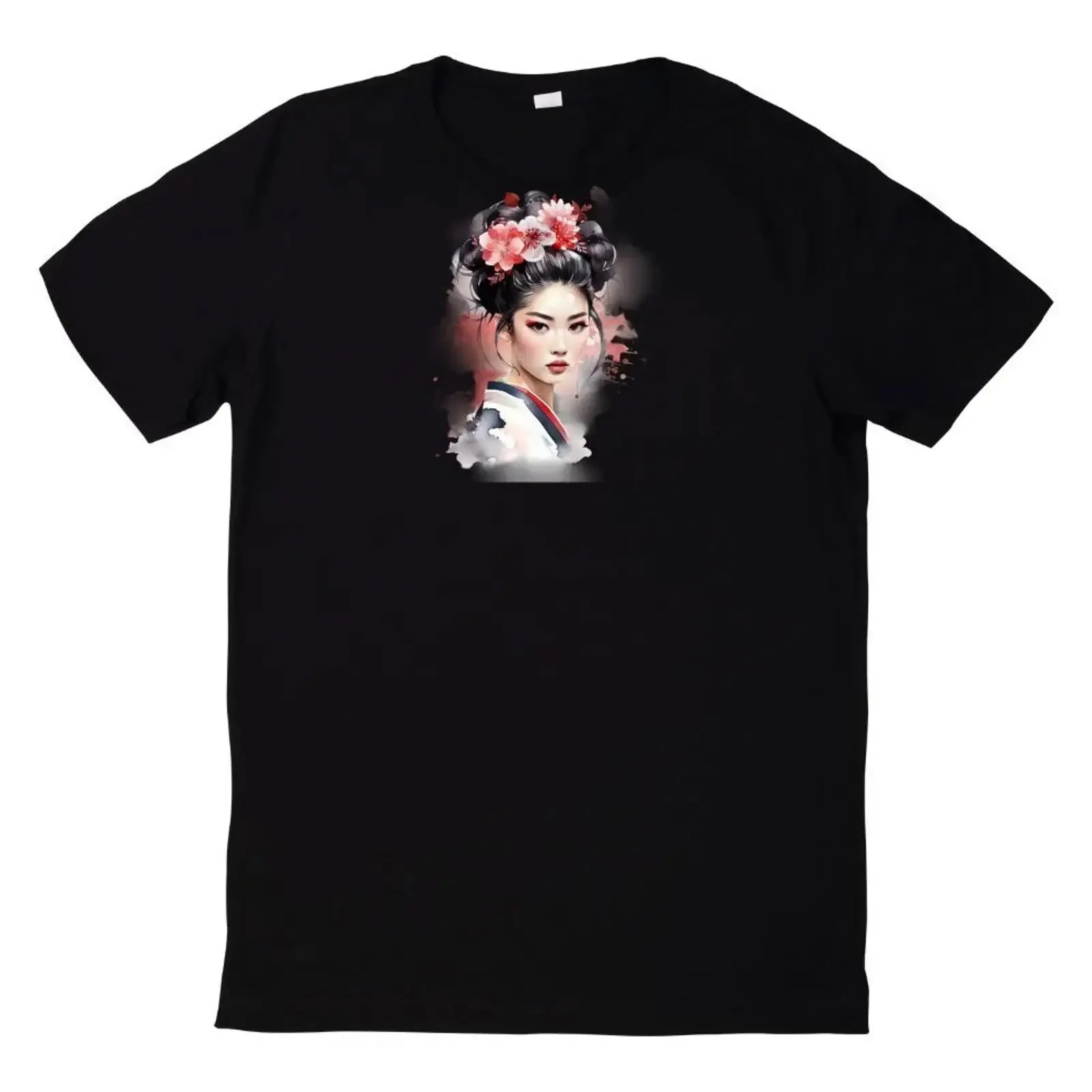 Japanische Geisha T Shirt vintage Washed Soft Stylish Unisex Versatile Slightly Top For Everyday Wear homme Stretched graphic