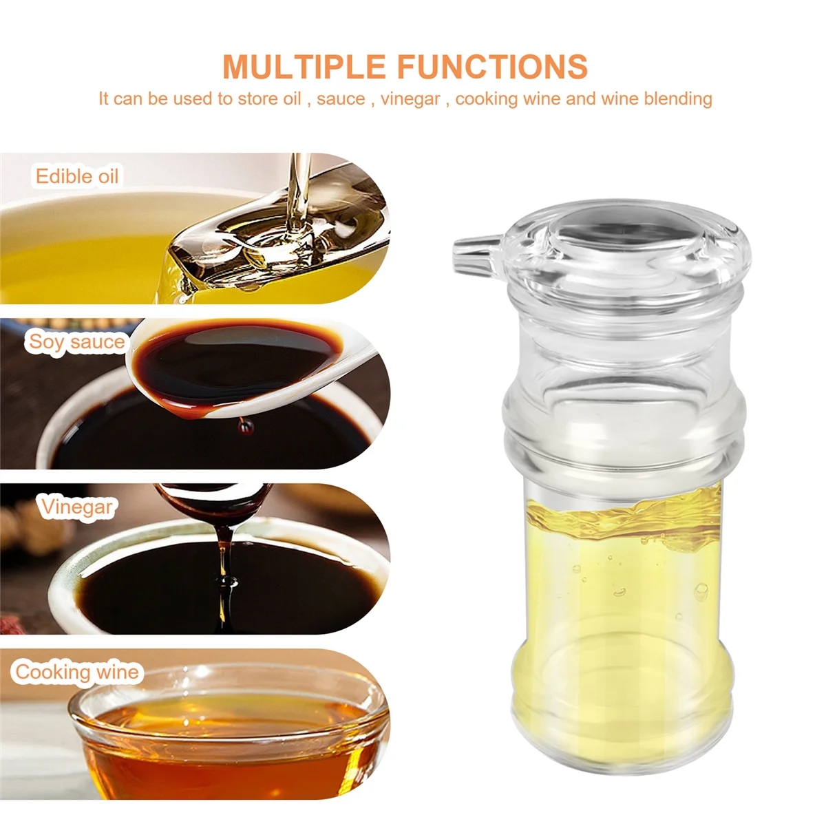ABZL อะคริลิคใสซอสถั่วเหลืองน้ําส้มสายชูขวดน้ํามันมะกอก BBQ Dispenser Shaker 100Ml