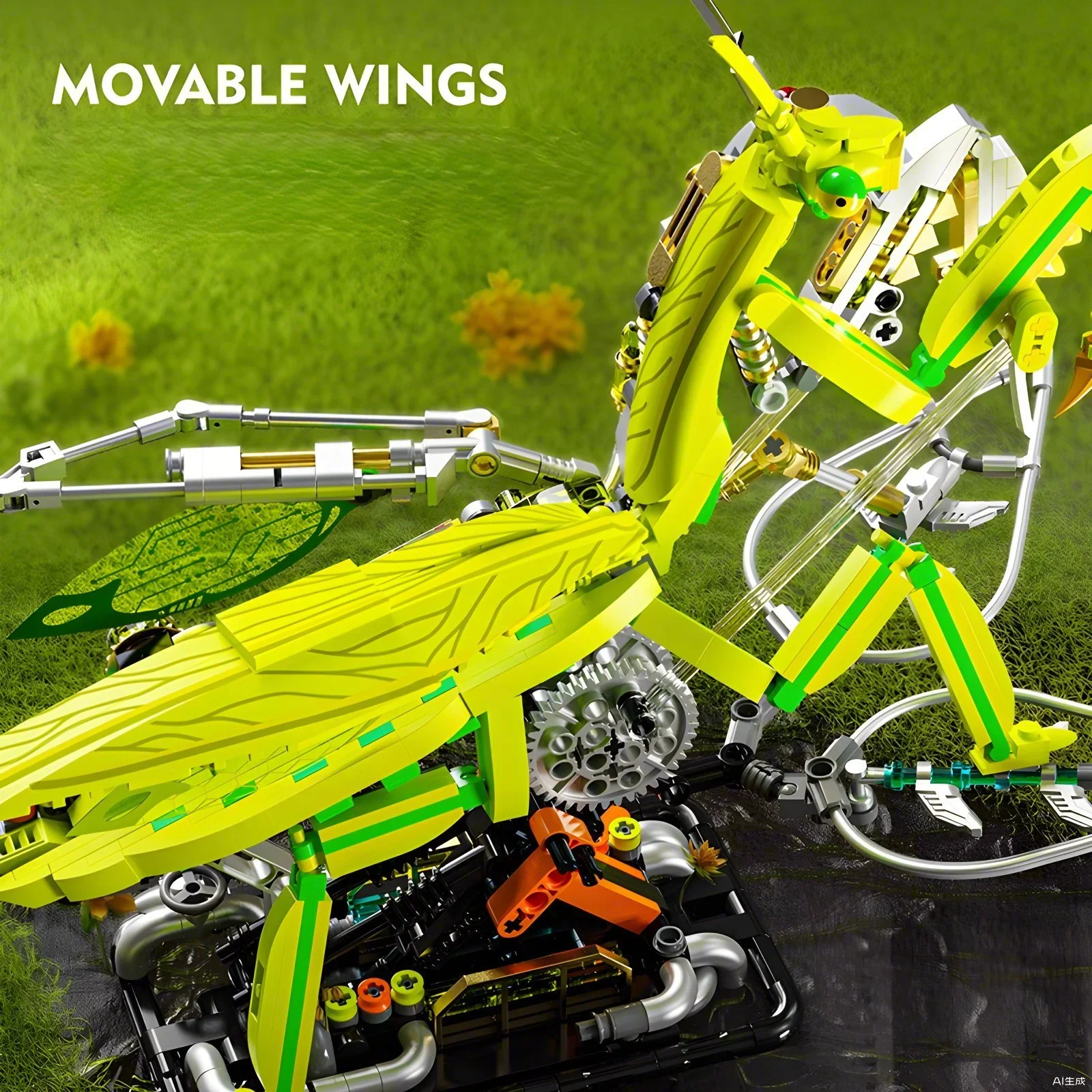 DIY Mantis Building Blocks วิทยาศาสตร์กึ่งเครื่องกล, Building Blocks, ของเล่นการสอน, โมเดลของขวัญสําหรับเด็ก (999 เม็ด)