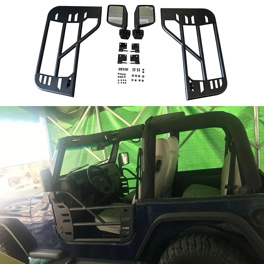 Half Doors Steel Black with 2 Mirrors For Jeep Wrangler TJ 1997-2006 2-Door T010 SXMA - view 4