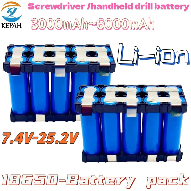 New 3000mAh~6000mAh 7.4V/16.8V/21V/25.2V 18650 General-purpose Screwdriver with Welded Battery for 35E 5S/6S/3S/4S 5S2P Modle