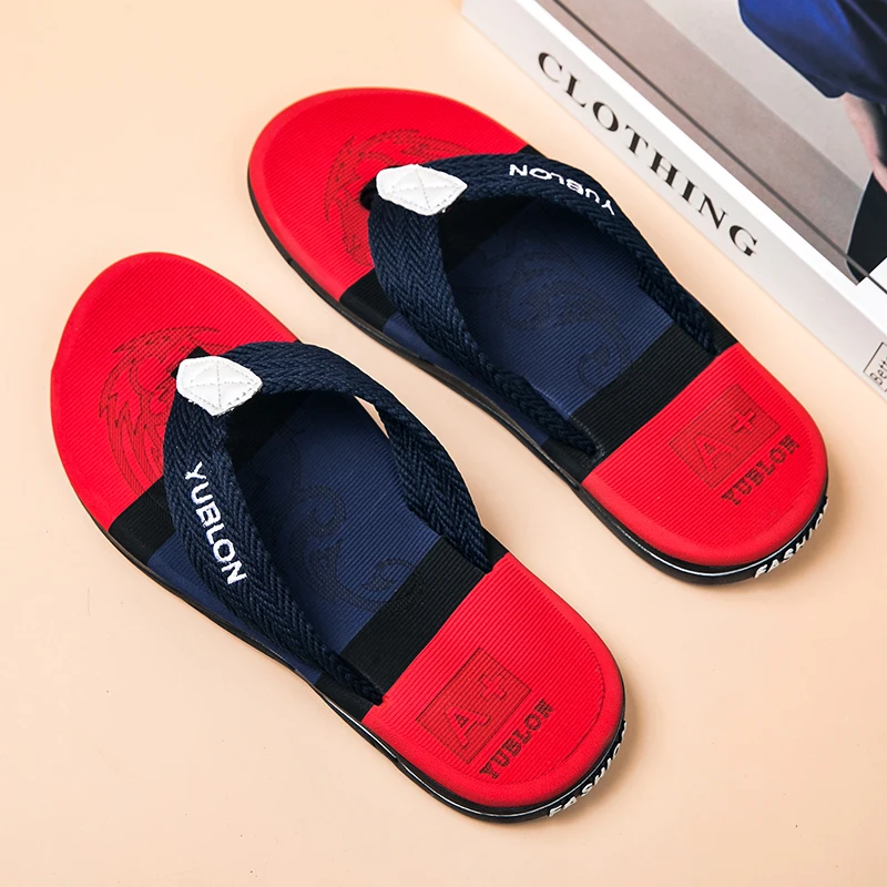Men's Flip Flops Flat Indoor Slippers Man Summer House Non-slip Flat Slippers Lightweight Beach Flip Flops
