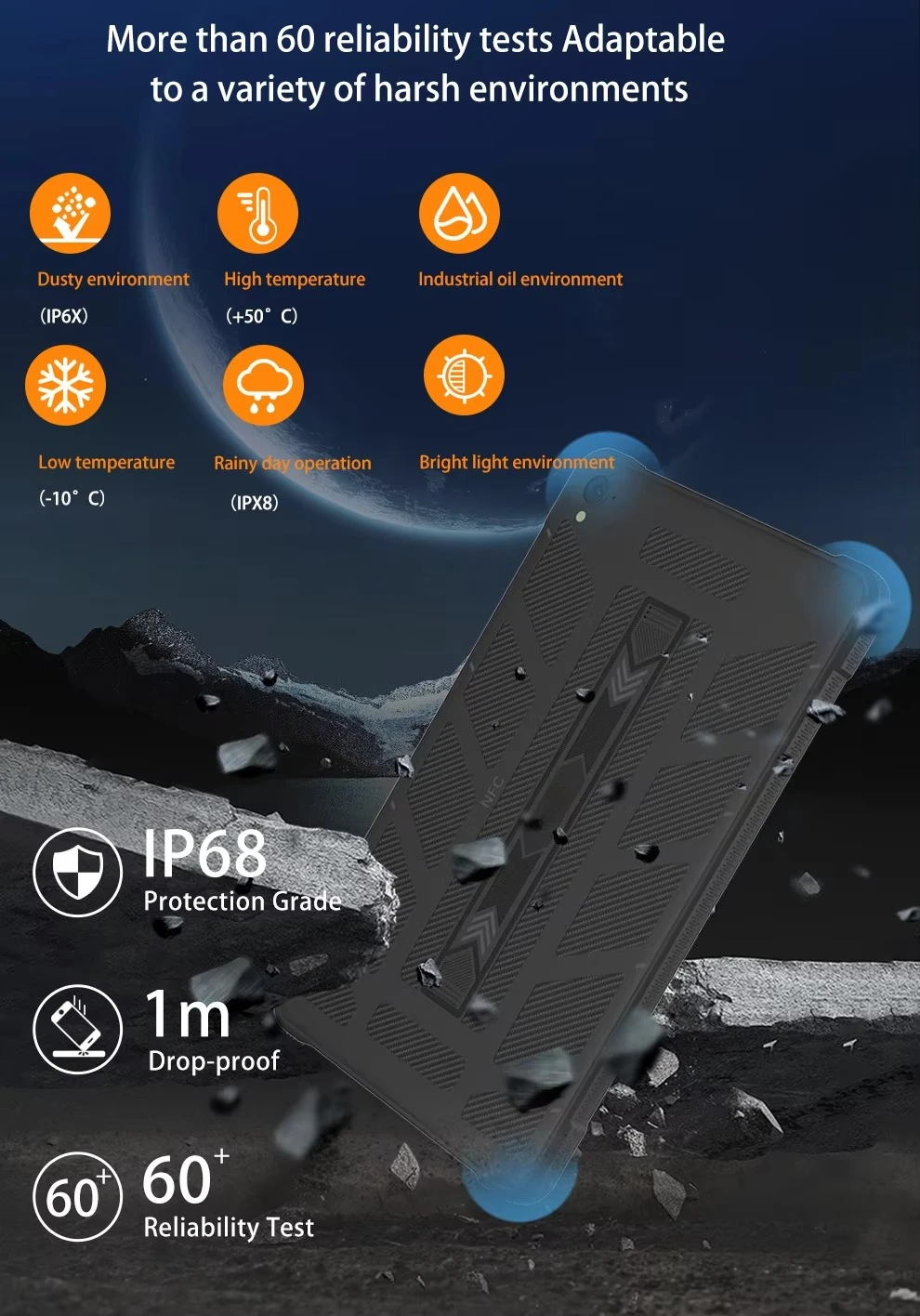 Tablet PC 8-inch IP68 Waterproof 8-Core 8 + 128GB Industrial Rugged Handheld Tablet PC