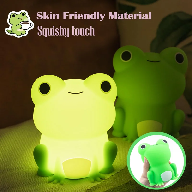 MOPHE-子供部屋の装飾、かわいいシリコンカエルナイトライト、充電式調光可能なベッドサイドランプ、カエルギフト、保育園照明