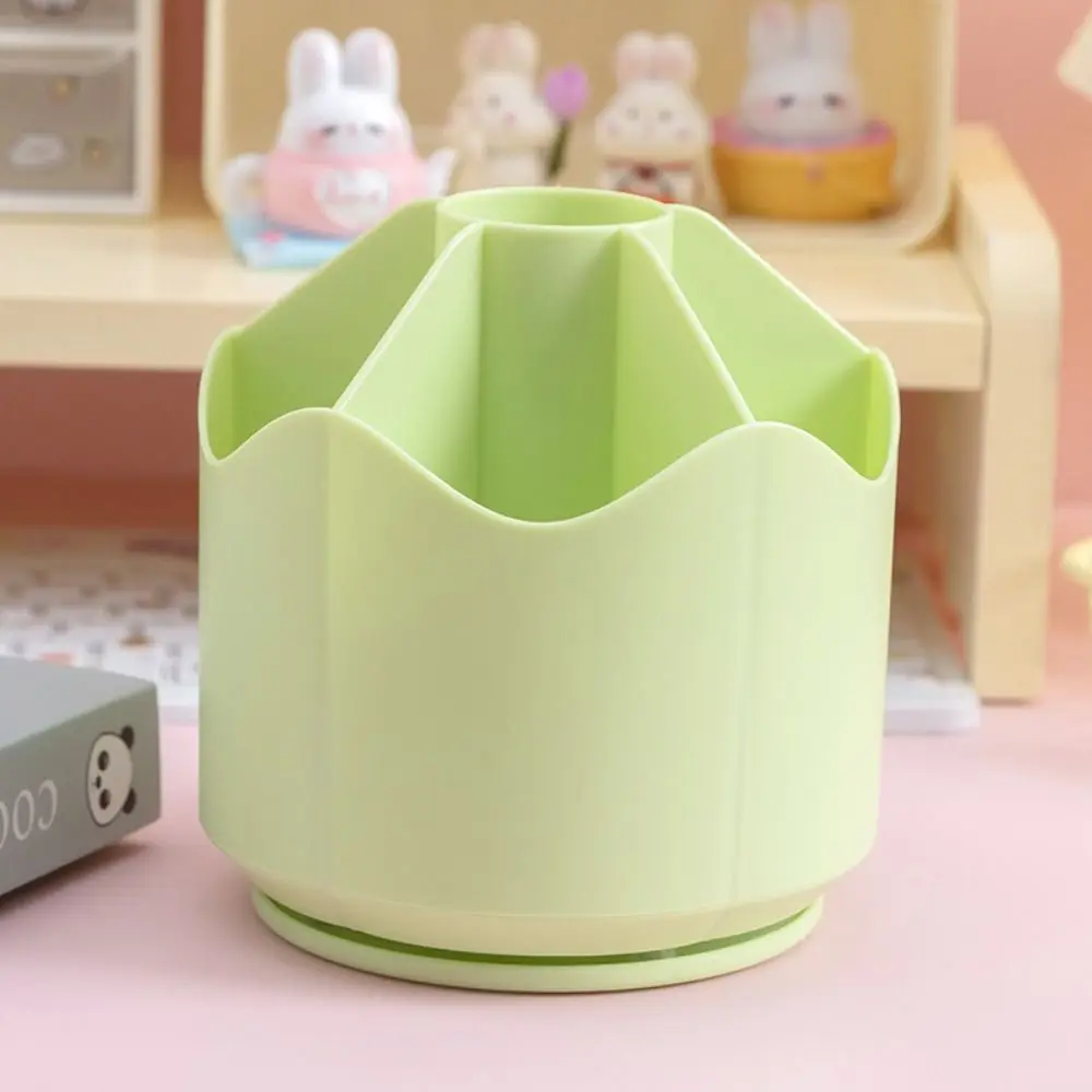 360° Rotating Pen Holder Multi-slot Solid Color Makeup Brush Storage Box Multi-functional Anti-deformed Pen Stand Office