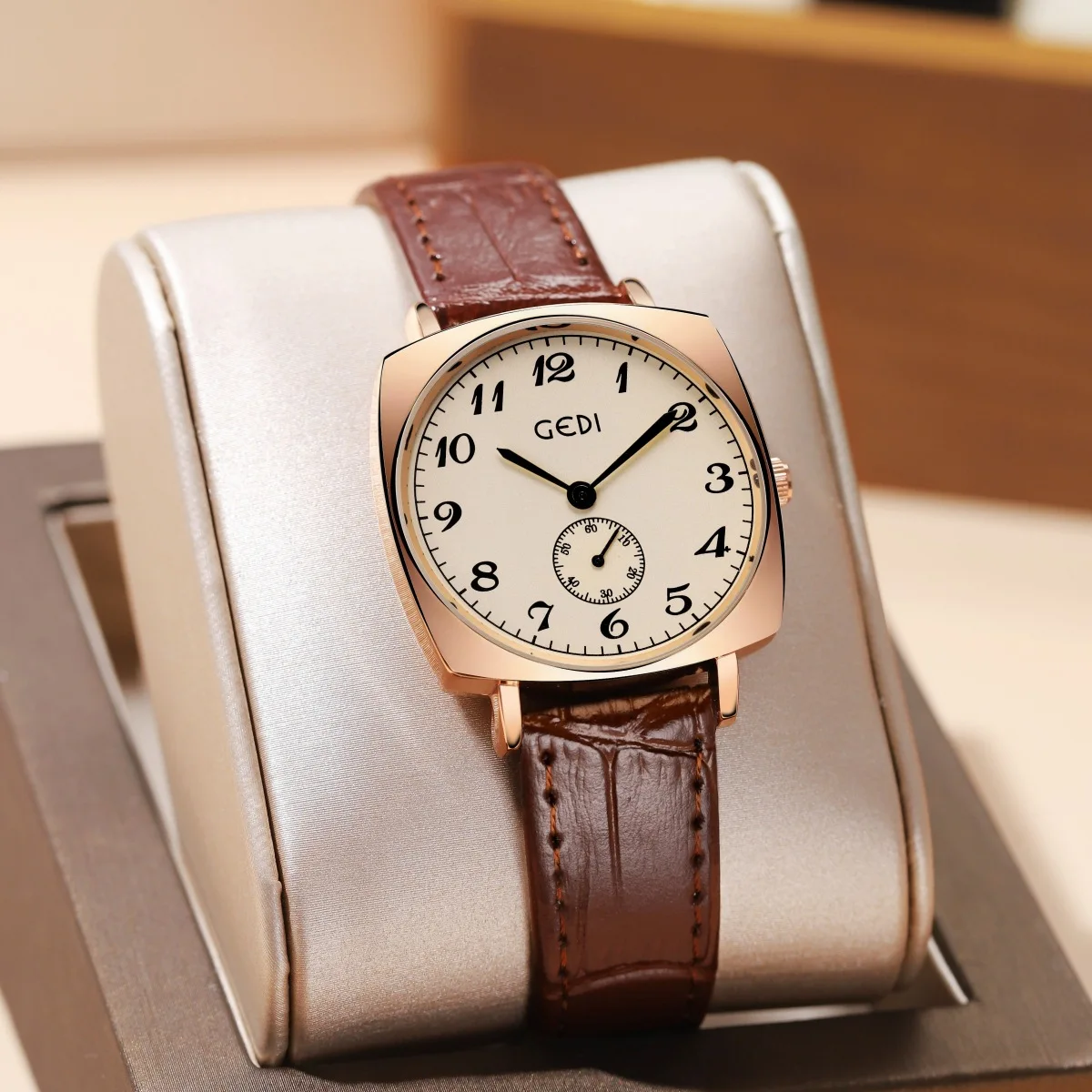 Men's Watch Simple Two Needle Two Dial Couple Watches Retro Waterproof High-end Leather Strap Women Fashion Quartz Wristwatches