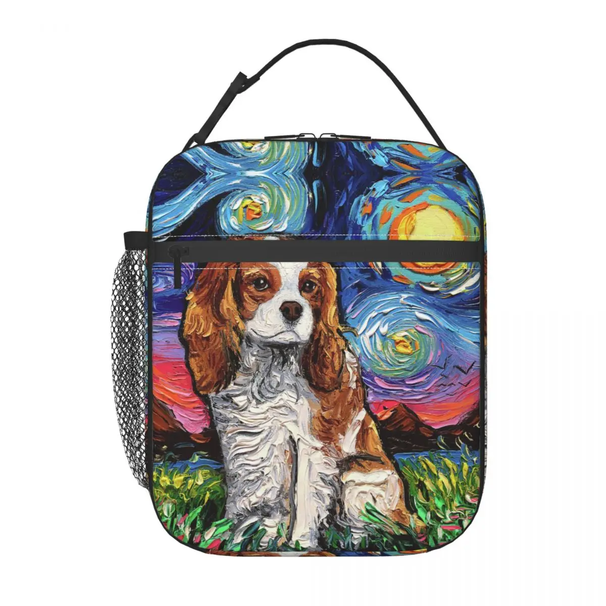 Starry Night Cavalier King Charles Spaniel Portable Lunch Box Leakproof Pet Dog Lover Thermal Cooler Food Insulated Lunch Bag