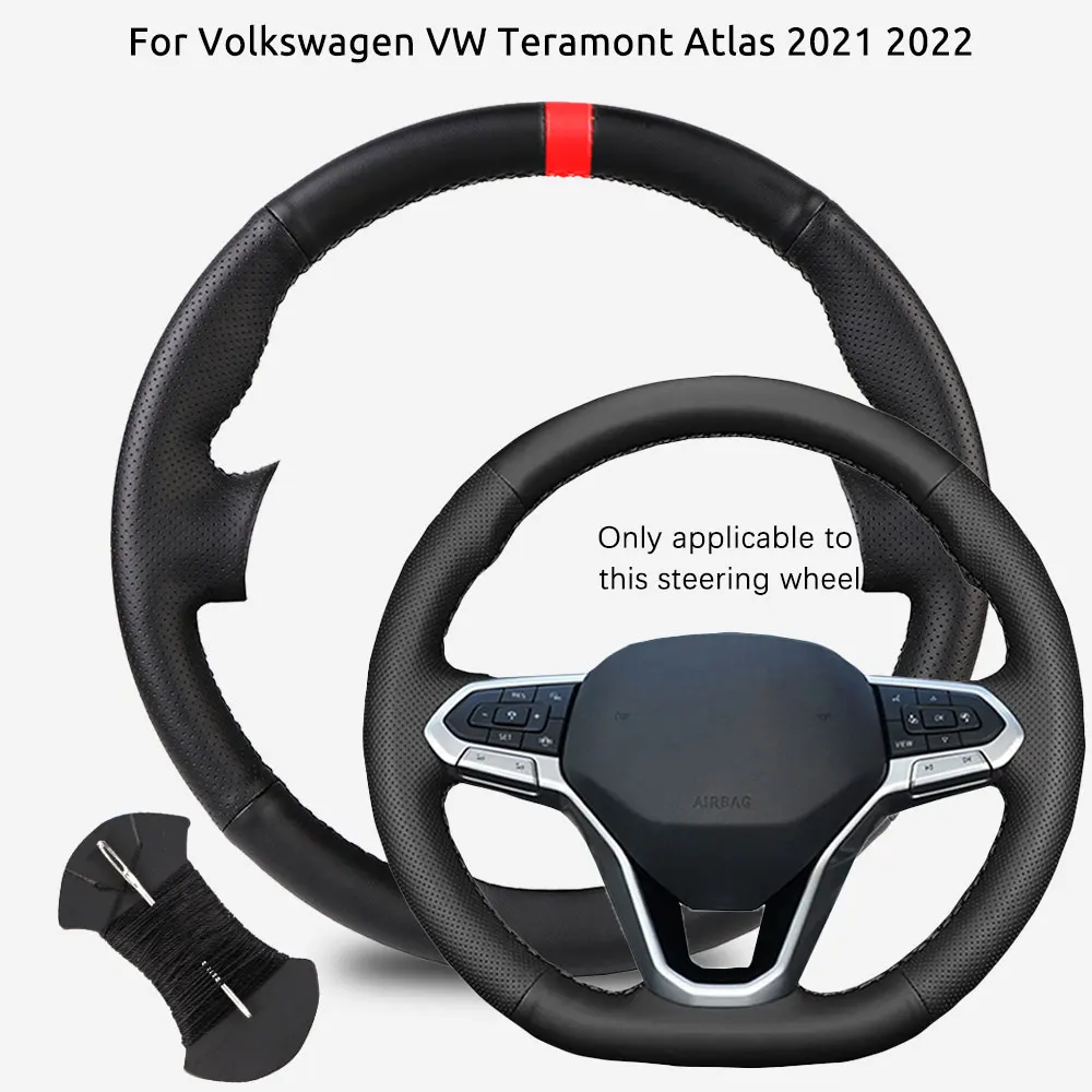 

Custom Fit For Volkswagen VW Teramont Atlas 2021 2022 Car Steering Wheel Cover Microfiber Leather Anti-Slip