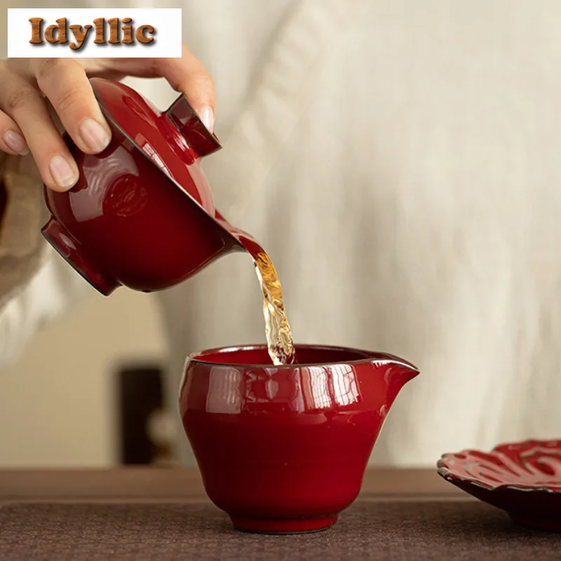 130 مللي متحف القصر الأحمر لوتس Gaiwan اليدوية الشاي تورين براد شاي مع غطاء عدة صانع الشاي غطاء وعاء حفل الشاي الديكور هدية #2