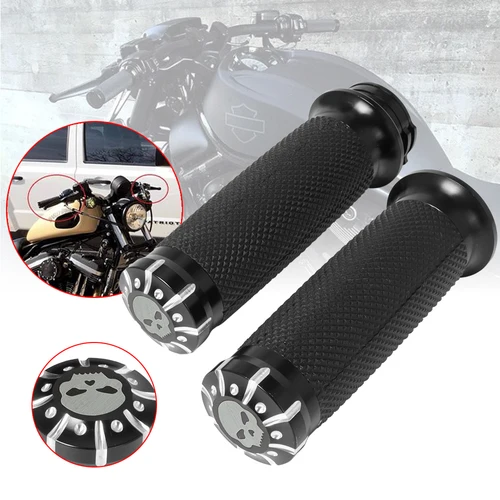 Empuñaduras de goma universales para motocicleta, manillar CNC de 1,25 pulgadas para Harley Sportster 883 1200 Iron XL VRSC Touring Dyna Softail
