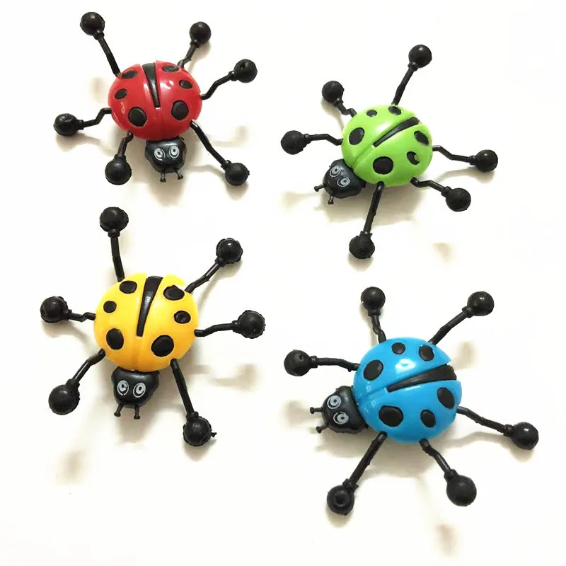 5Pcs Novelty Funny Sticky Climbing Flip Seven-starred Ladybug Classic Nostalgia Toys Tumbling Walls Tumbling Glass Insects Toys