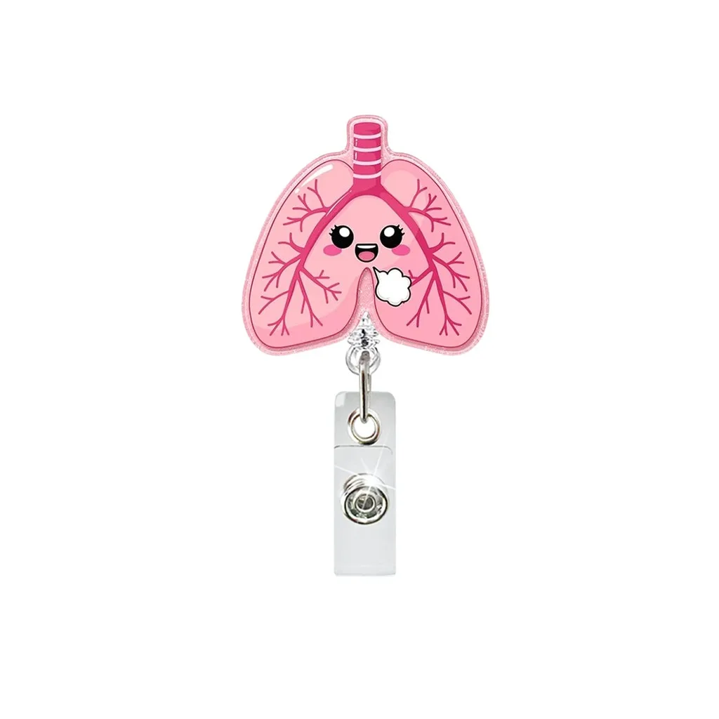 Nurse Badge Reel Cartoon  Theme Badge Reel Glitter Acrylic Badge Reel Retractable For Hospital Name Tags Access Cards