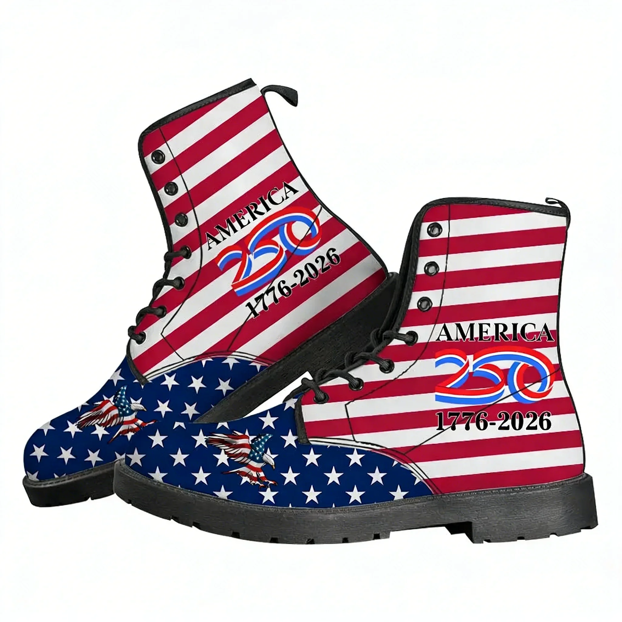 

Ботинки к 250-летию Америки (1776-2026), мужские и женские, кожаные, прочные, повседневные, для активного отдыха, высококачественные, парные, на заказ