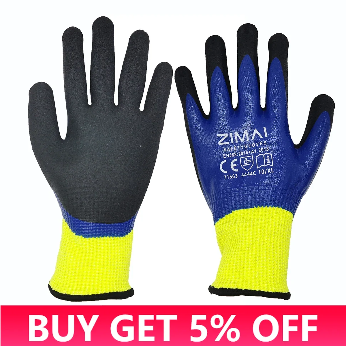 Double Layer Fully Nitrile Coated Cut Resistant Glove Water Oil Repellent Ideal Gloves for Humid Greasy Oily Work