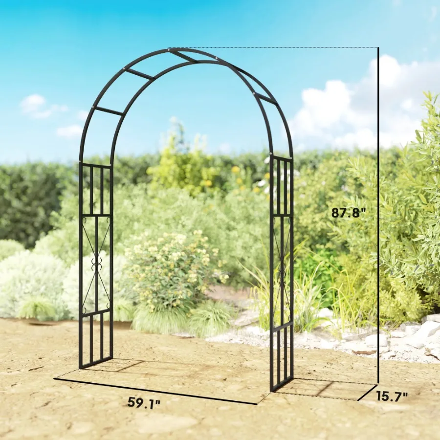 

7.3ft Steel Garden Arch Trellis, Garden Arbor Trellis for Climbing Plants Roses Wisteria Vines, Flower Arch Wedding Arch Stand