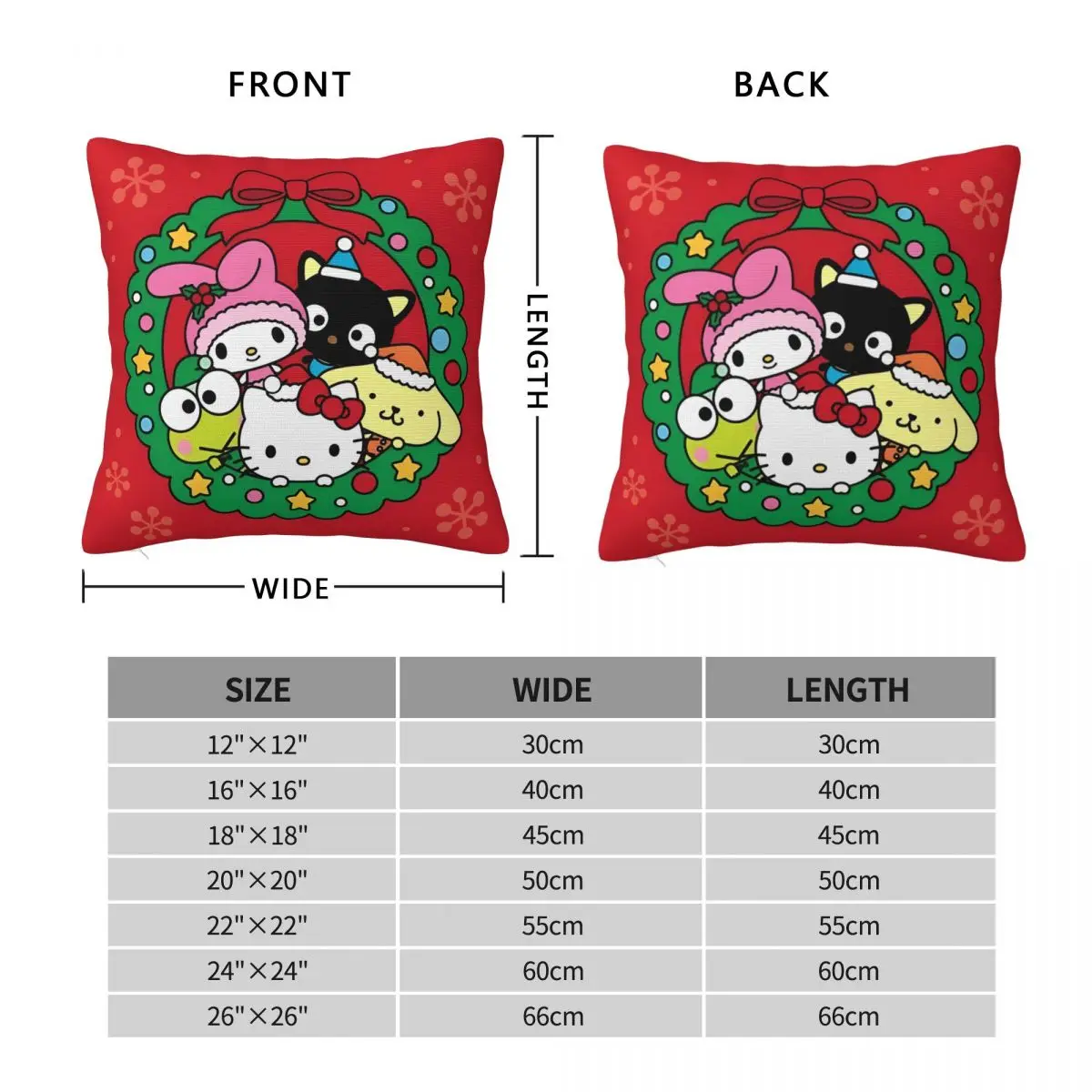 Christmas Hello Kitty Pillow Cover Kawaii Pillow Case For Office Car Home Decorative Cushion Cover Square Pillowcases Gift Idea