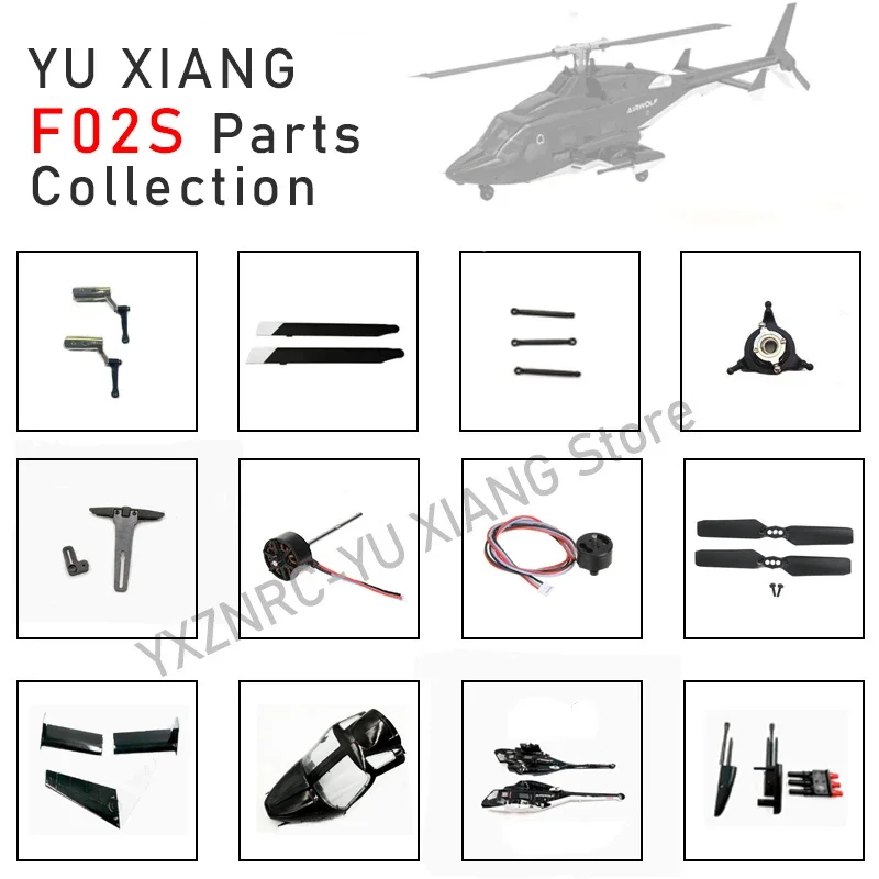 YUXIANG F02S Airwolf Nine Channel GPS Helicopter All spare part   Rotor Housing Fuselage Main Blade Motor