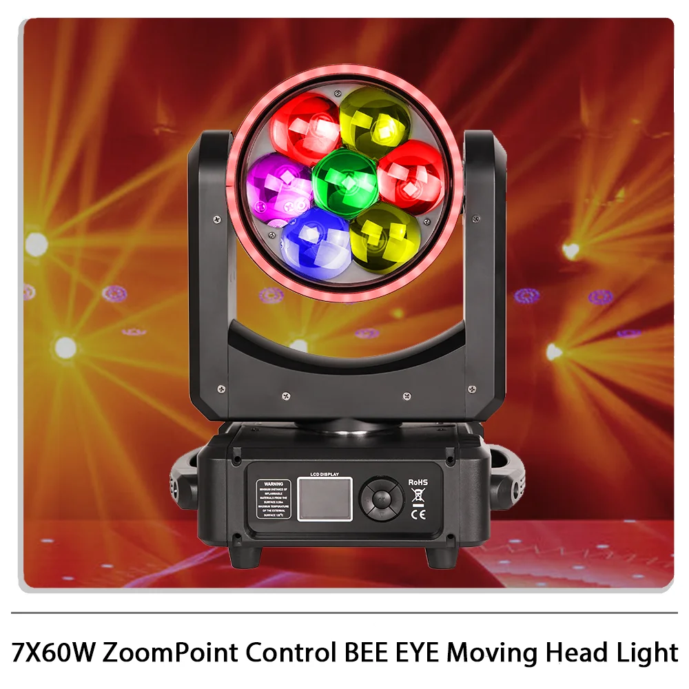 

7x60W светодиодный луч BEE EYE Zoom Point Control движущиеся головные фонари с кольцом CTO мытье с эффектом радуги DMX512 для DJ Disco Bar party
