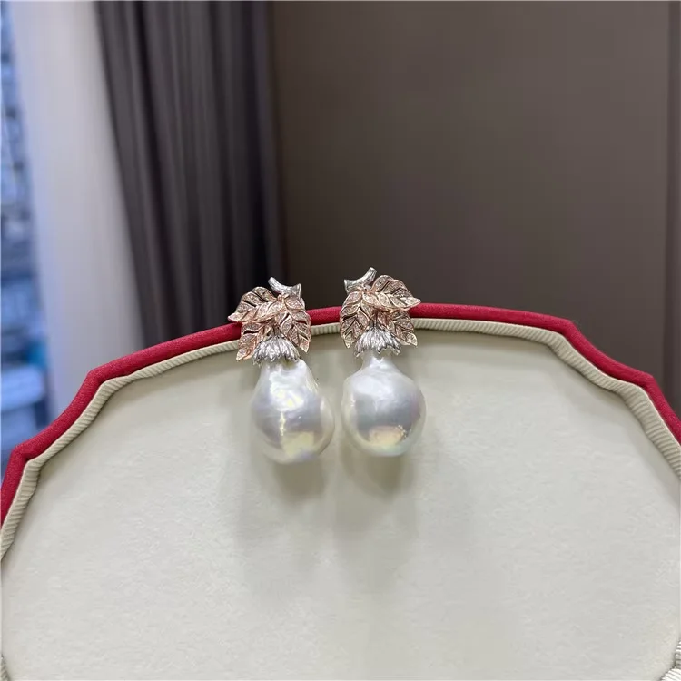 Natural baroque Pearl Earrings 925 Sterling Silver Luxury fashion earrings