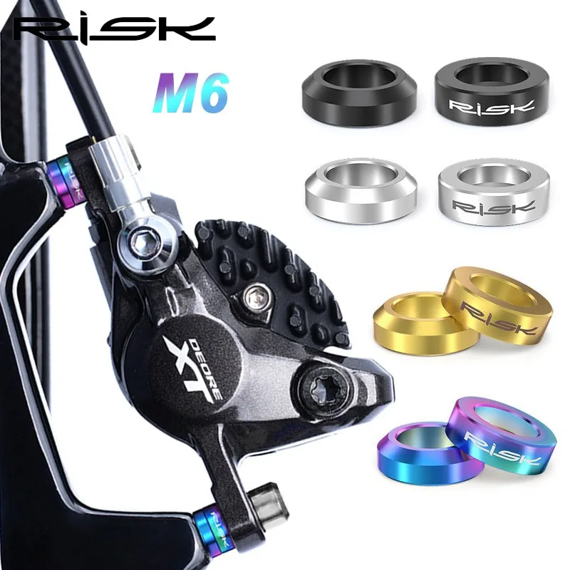 

RISK Titanium bicycle brake caliper spacer M6 Bike brake clamp spacer bolts Bicycle Screws Washer For bmx Mountain bike caliper