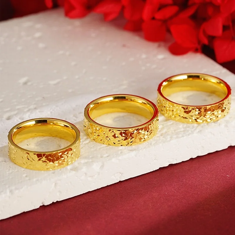 KISS&FLOWER 24KT Gold Ice Ring For Women Men Couple Fine Jewelry Wholesale Wedding Party Valentine Girl Boyfriend Gifts RI195