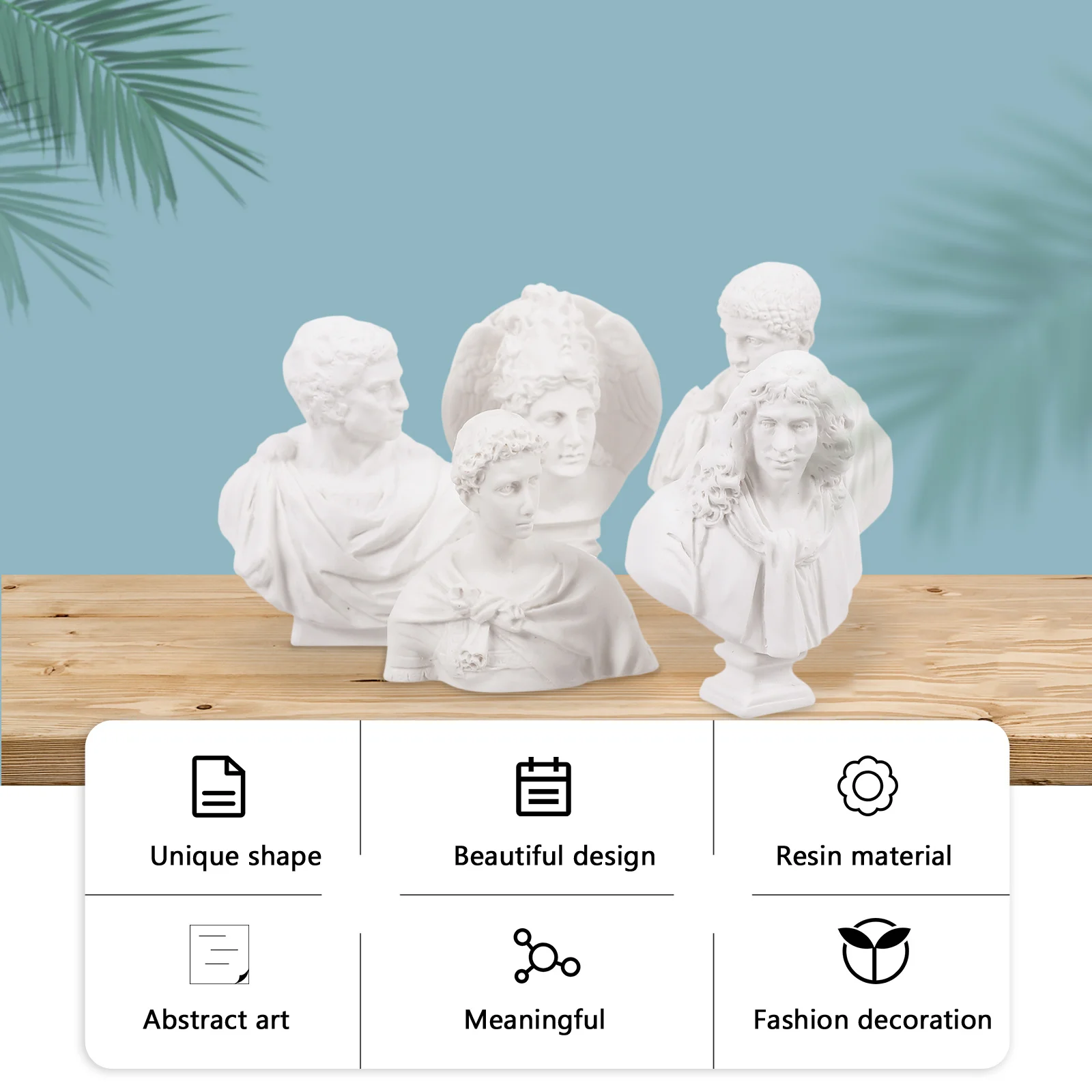 

5 Pcs Home Ornaments Decorations Bust Photo Props Resin Sculpture Adornment Desktop