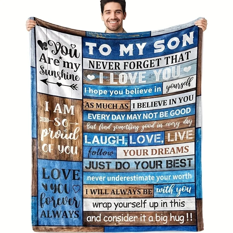 Inspirational Message Fleece Throw Blanket Gift for Him Mom Dad Family Decor Love You Keepsake Polyester Microfiber Cozy Housewe