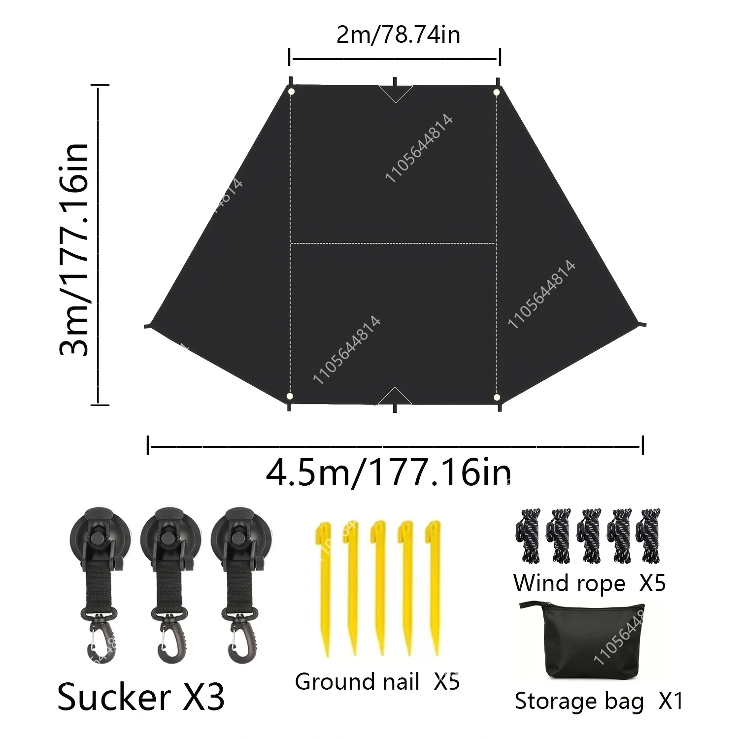 Butterfly Car Side Awning Silver Coated Anti-UV Waterproof Camping Sun Shade For SUV RV Pickup Van image 3