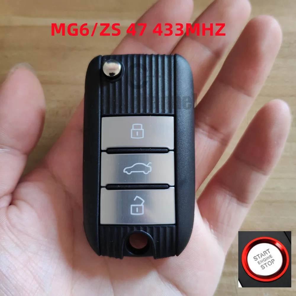 Keychannel 1 pz 3 pulsanti chiave intelligente per auto ID47 433MHz Flip Remote PCF7935 portachiavi senza chiave per MG MGZS Flip Key strumento