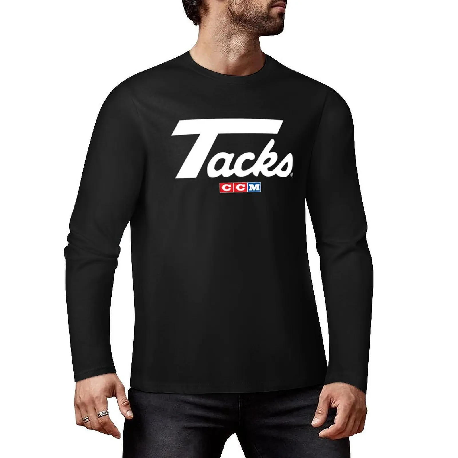 CCM Tacks Retro Ice Hockey Logo Long T-Shirt t shirt man graphic t shirt funny t shirts oversized shirts for men