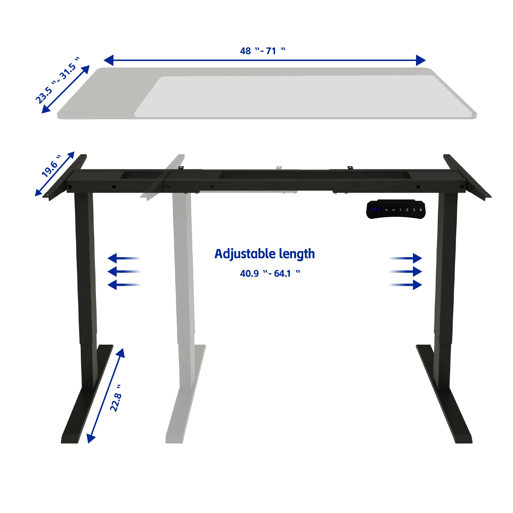 Ready to Ship Electric Standing Desk Frame Dual Motor Sit Stand Desk Frame Dual Motor Office Desk Adjustable Lifting Table Frame