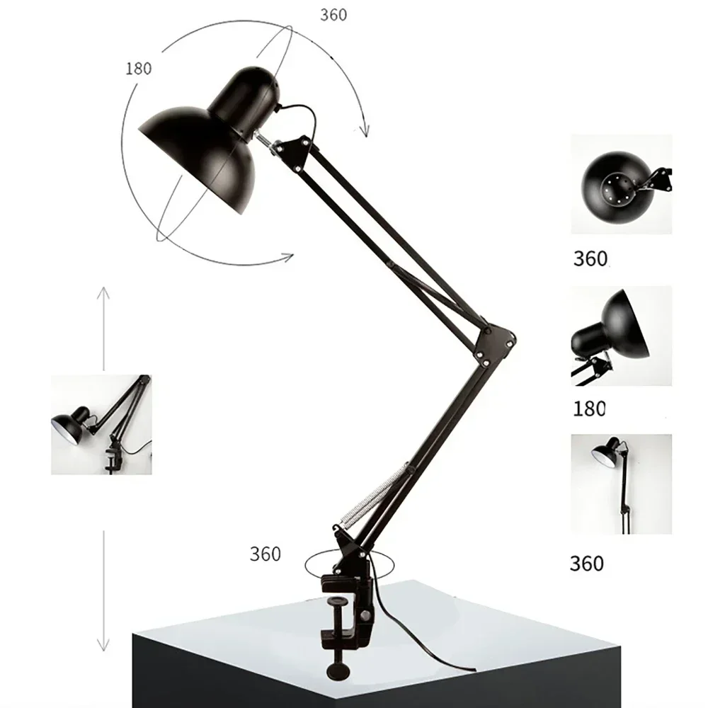 Imagem -04 - Dobrável Lâmpada de Mesa Clip na Luz Proteção Telescópica para os Olhos Lâmpada de Mesa para Computador Retro Decoração para Casa