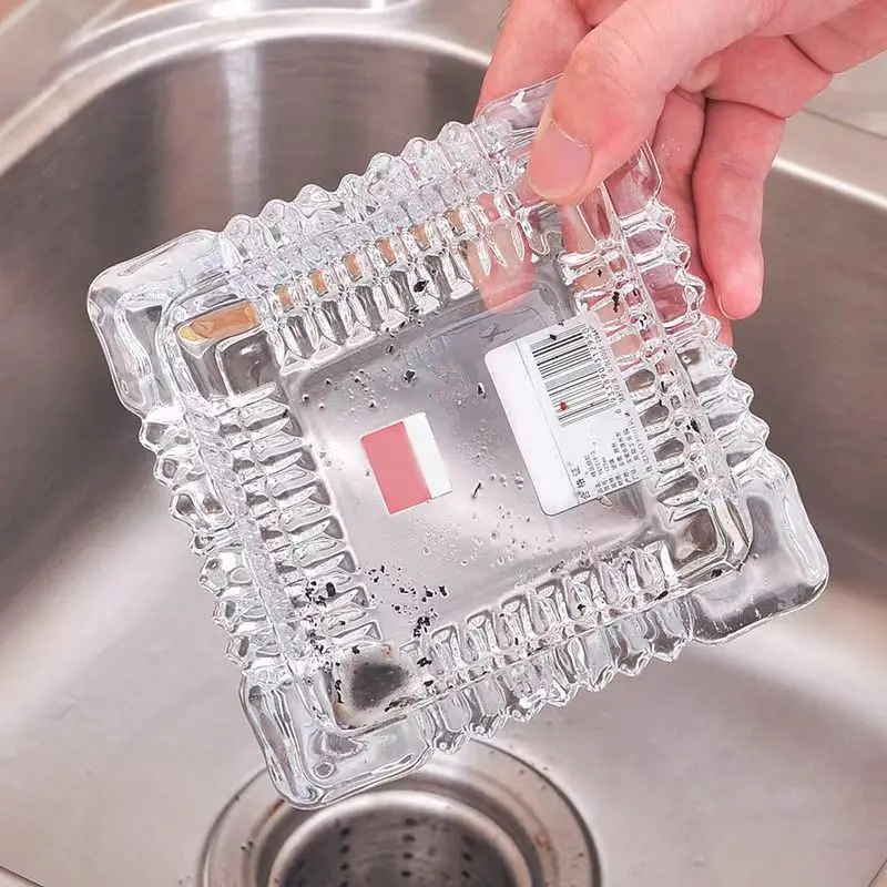 Crystal Clear Four Square Glass Ashtray, Modern and Elegant for Smoking Lovers,cenicero