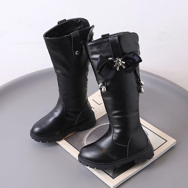 

Girls New Furry High Top Boots 2026 Classic Warmth Kids Winter Boots with Anti Slip Sole Knee High Boots