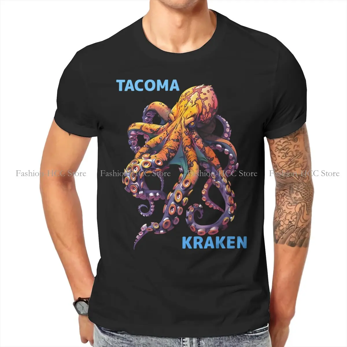 Tacoma Kraken Newest TShirts Octopus Male Style Pure Cotton Tops T Shirt Round Neck 