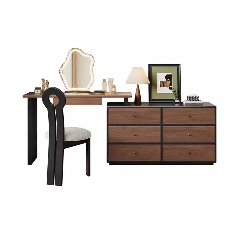 

Medieval style solid wood dresser, chest and cabinet integrated, high-end sense retractable dressing table, bedroom