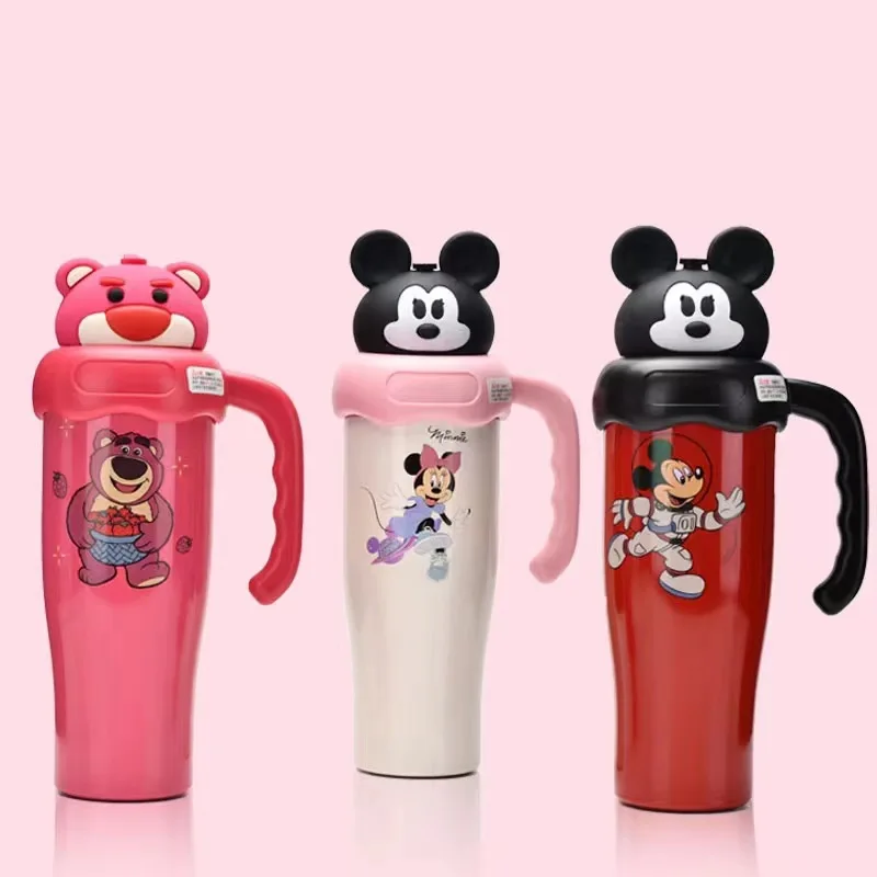 850ml New Cartoon Lotso  Big Mac 316 stainless steel thermos cup Mickey cute Large capacity Portable straw cup Gift Toys