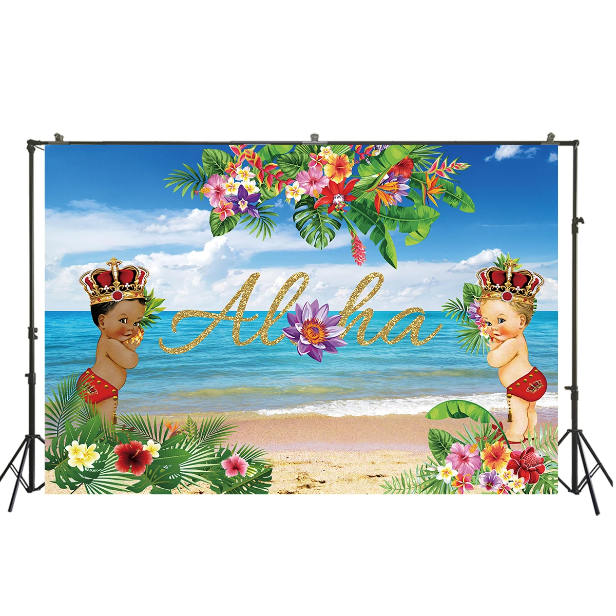 Aloha Theme Backdrop For Birthday Party Banner Photo Background Floral aloha party Baby Shower Wall Poster scene setter Decor