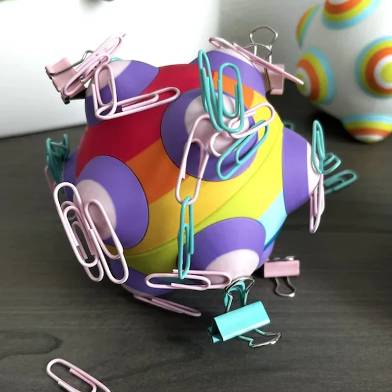 Ball Desk Buddy Organizer 3D Printed Desktop Storage Box Jewelry Paper Clips Office Supplies Cute Colorful Table Decor Gift Set