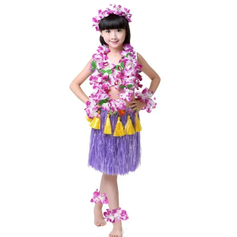 Saia De Grama Havaiana Para Meninas, Traje De Desempenho, Dança Luau Hula, 40cm