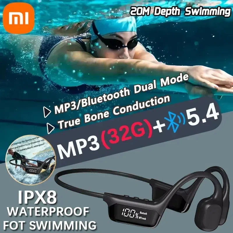 

Xiaomi S10 IPX8 Waterproof Swimming Conduction Headphone Bluetooth 5.4 Bass Wireless Headset MP3 Player Sport Fitness Earphone