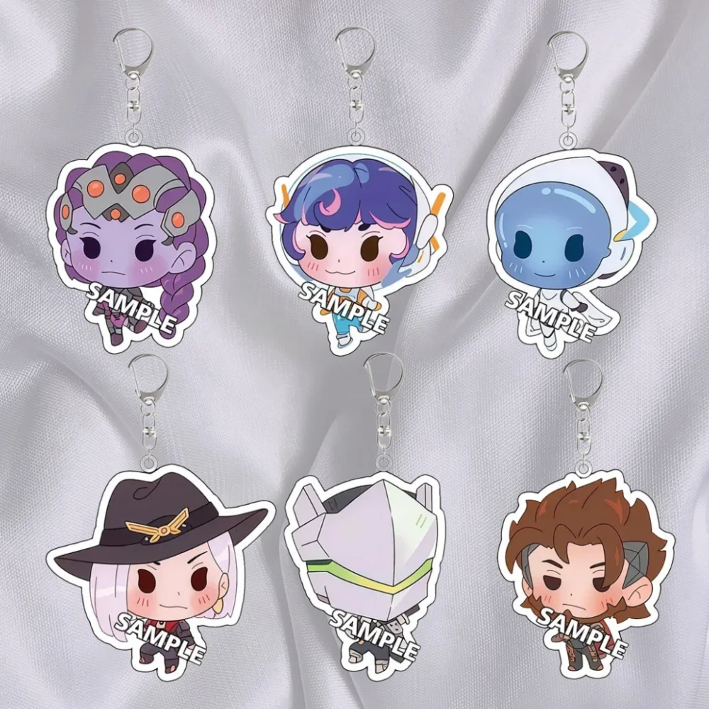 For Overwatch Game Peripheral Juno Ashe Sombra Acrylic KeyChain Q Version Cartoons Backpack Pendant Exquisite Festival Gift