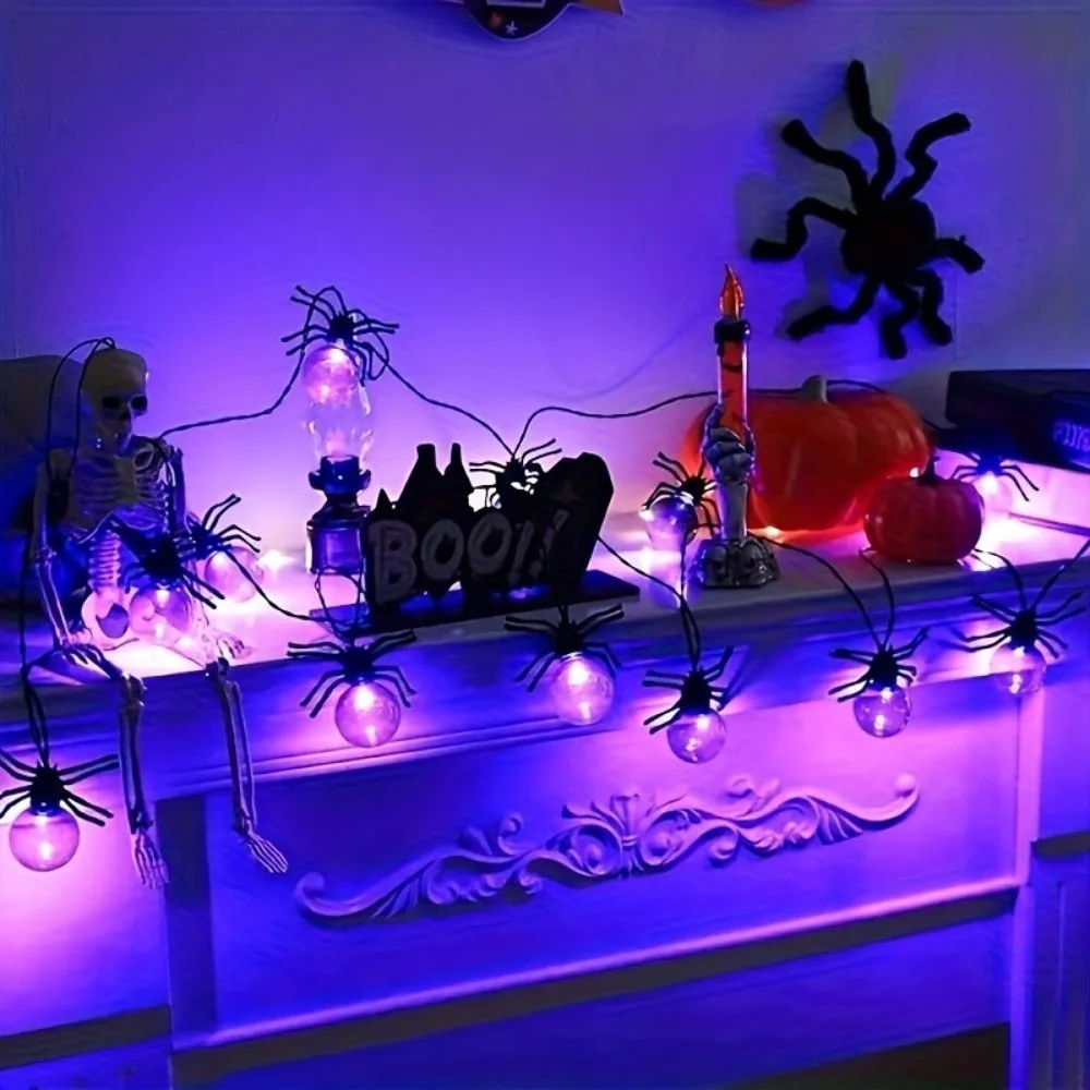 3meters 20 LED Spider String Lights Indoor Outdoor Funny Spider LED Lights Home Decorations Halloween Lamp String Porch Decor