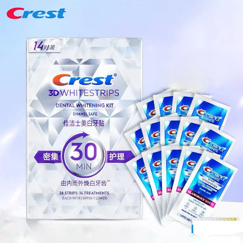 

Crest 3D Whitestrips Dental Whitening Kit Enamel Safe 3D White Teeth Whitening Strip Kit 28 Strips