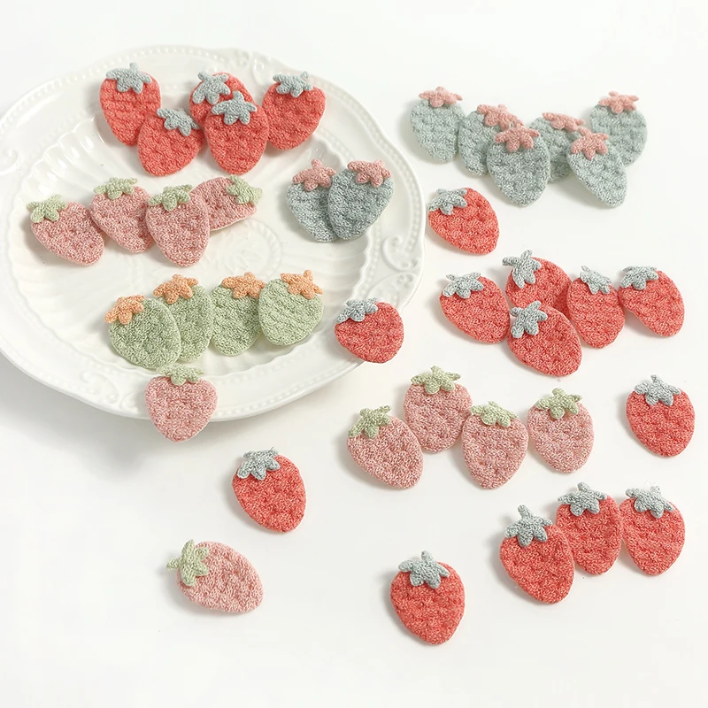 50pcs 3cm Mini Strawberry Patch DIY Clothing Sewing Supplies Wedding Decoration Craft Handmade Hair Scrapbook Costume Accessory