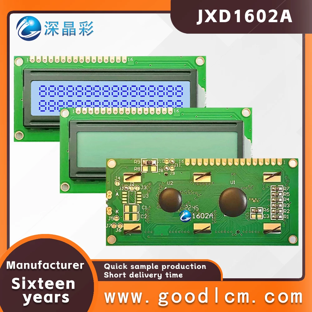 quality Small size characters display module JXD1602A STN Gray Positive lcd 16X2 dot matrix display 5.0V and 3.3V optional