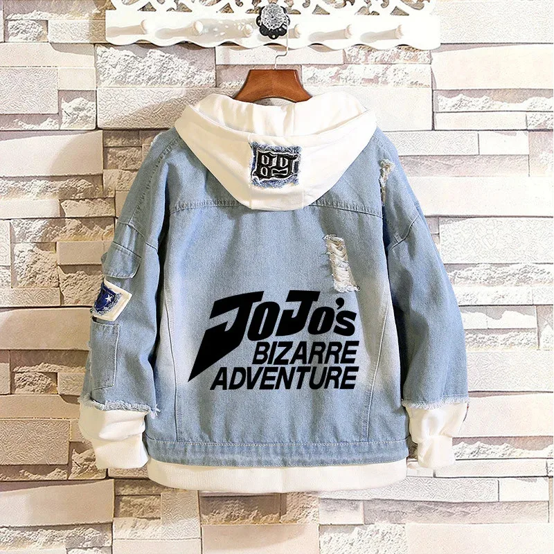 2025 New JoJo Bizarre Adventure Cosplay Hoodie Mens Boys Jacket Long Sweatshirt Harajuku Streetwear Hoodies Jeans Coa