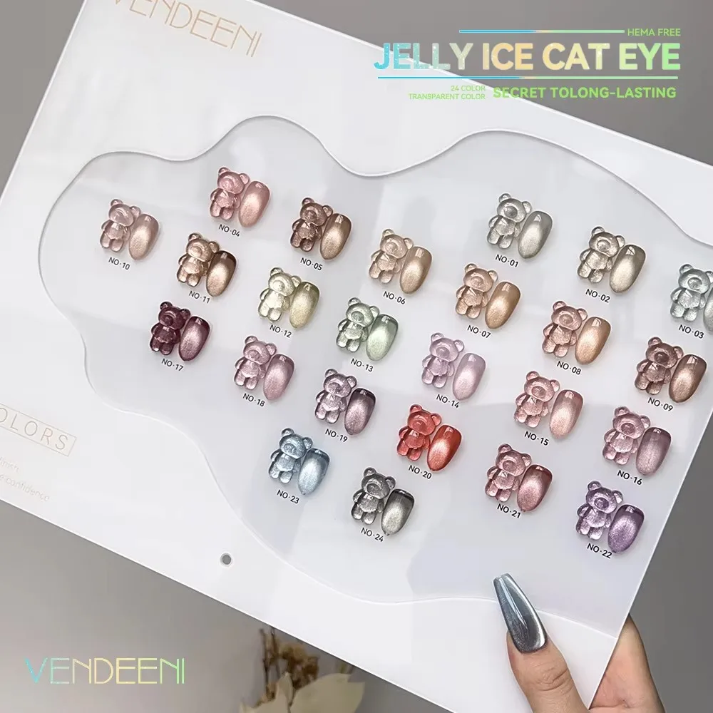 Vendeeni 24 colors Magnetic cat eye gel Nail art professional Custom gel nail polish private label non-toxic uv nail polish Oem