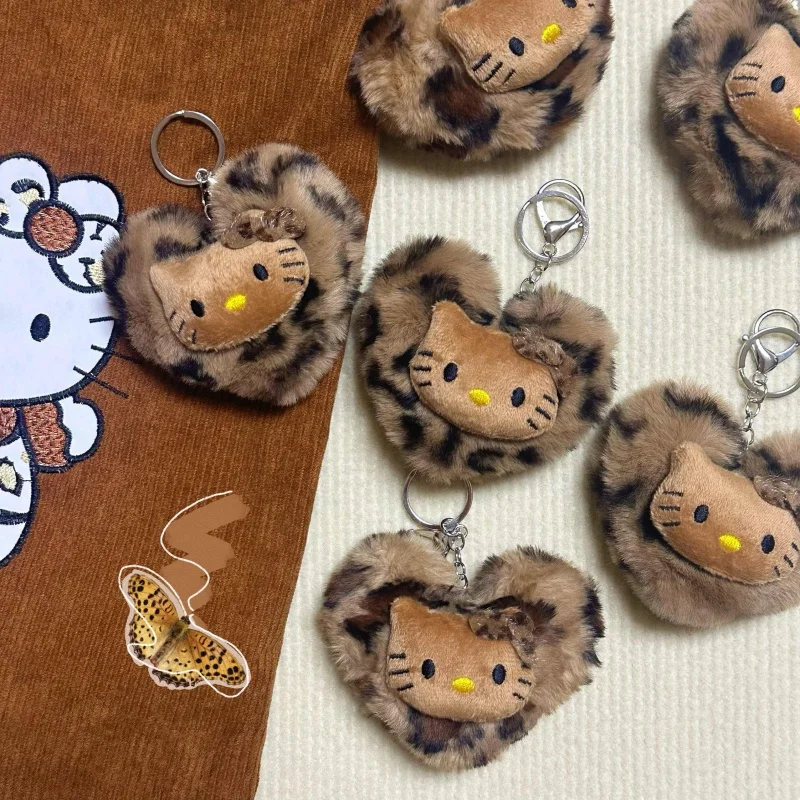 

Hellokitty Ретро Леопардовая Кукла Кулон Sanrio Kawaii Аниме Игрушки Брелки Мультфильм Модная Сумка Аксессуары Брелоки Рождественские Подарки